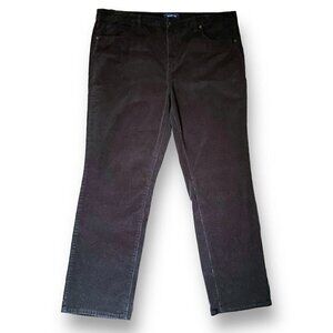 Talbots Womens Pant Plus Sz 18 Black Stretch Corduroy High Waist Straight Leg